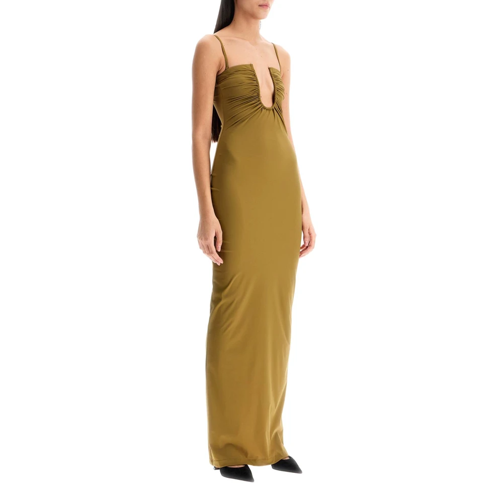 Christopher Esber Mouwloze Maxi Lycra U-hals Jurk Green Dames