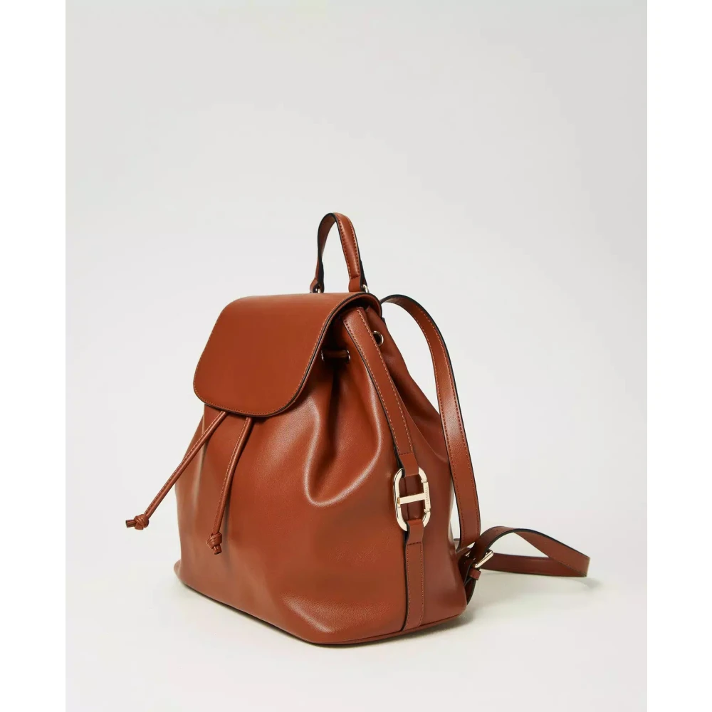 Twinset Ovale Gesp Rugzak Brown Dames