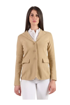 Blazer beige i stickat - S, BEI