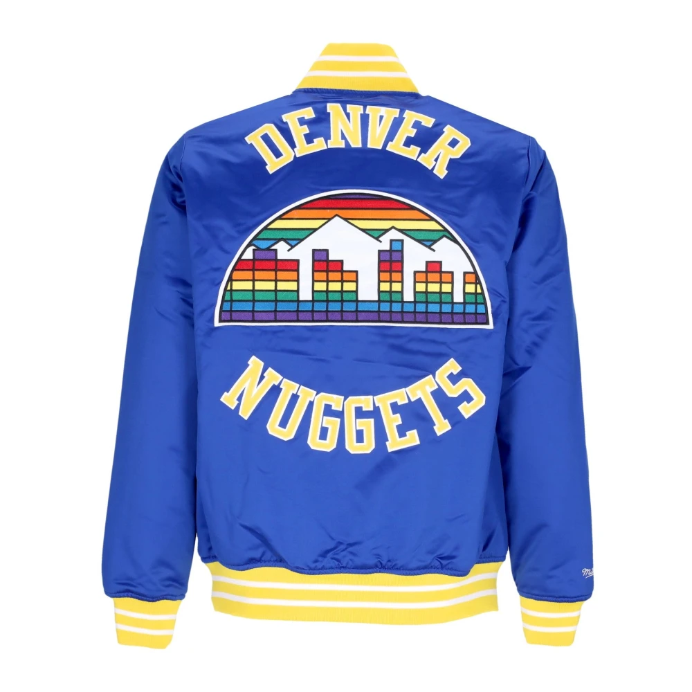 Mitchell & Ness NBA Heavyweight Satin Bomber Jacket Blue Heren