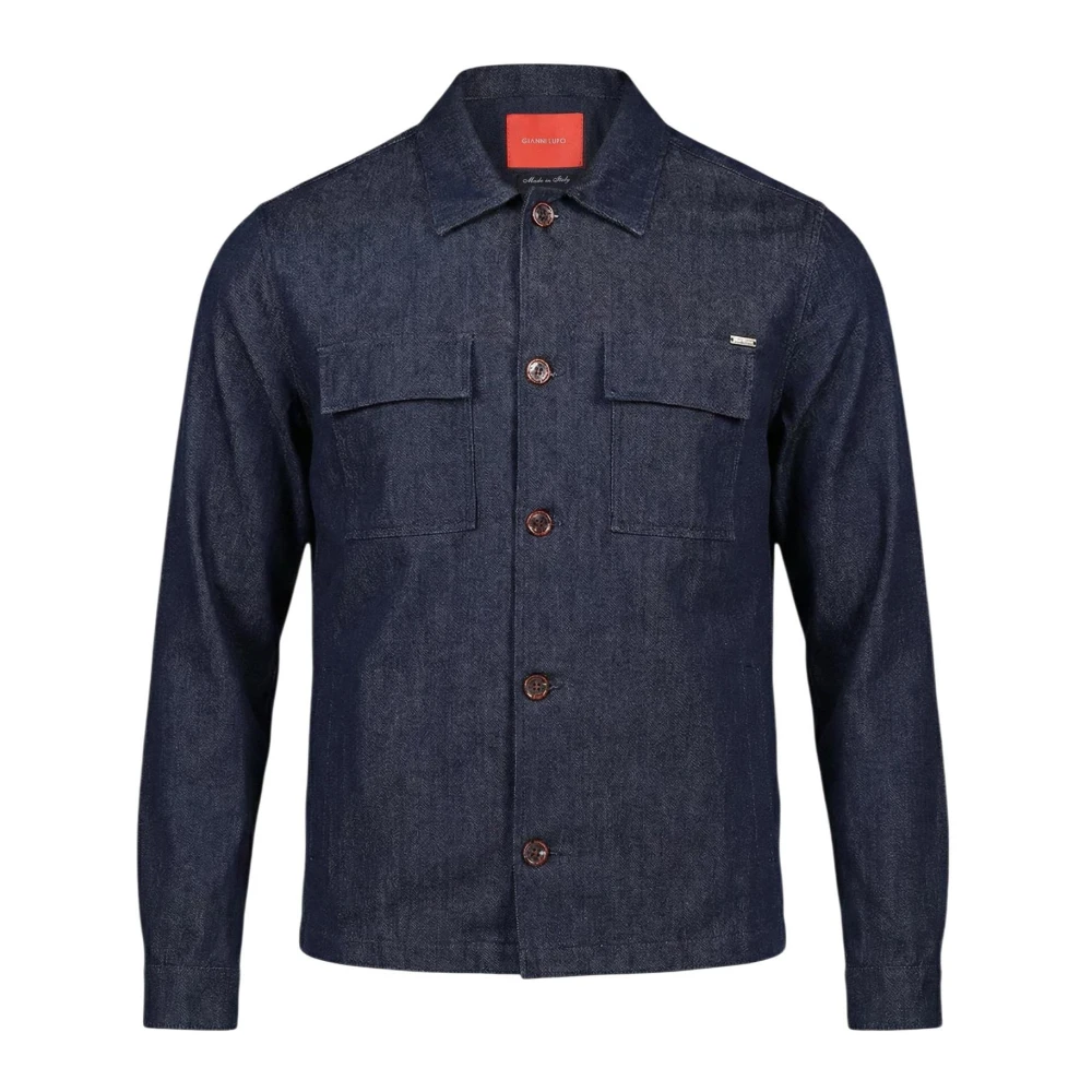Gianni Lupo Men's Blue Denim Jackets, S, Overshirt