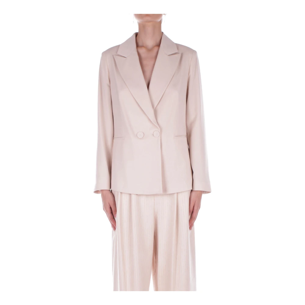 H2O Crème Double-Breasted Jas met Zakken Beige Dames