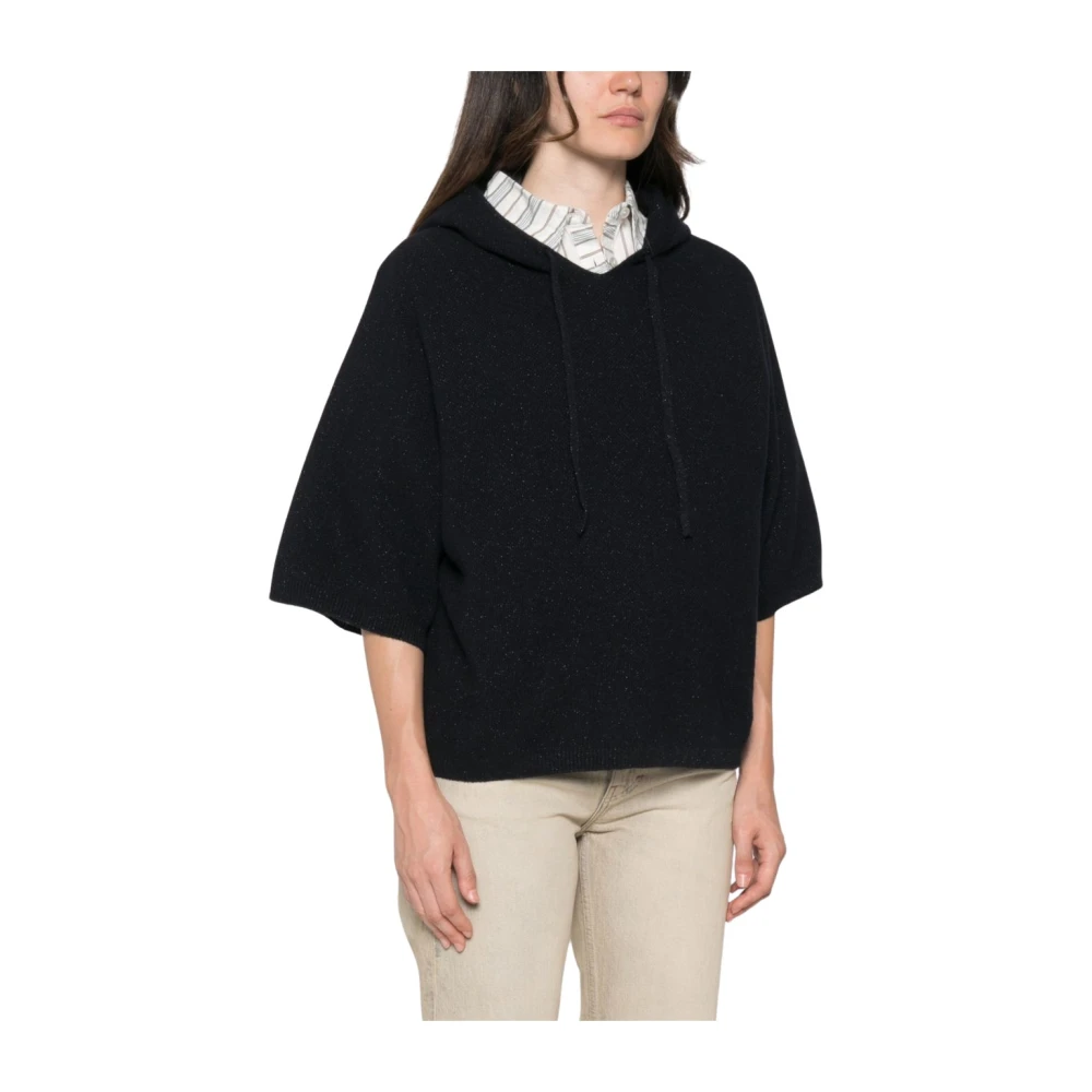 Fabiana Filippi , Hoodies, Female, Blue, M, Short-Sleeve Hoodie