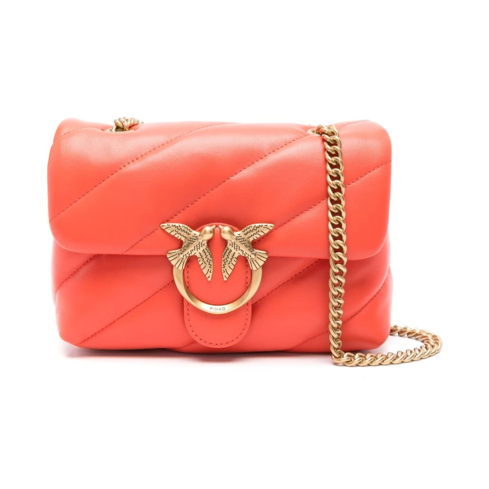 pinko Rode leren schoudertas Pink Dames