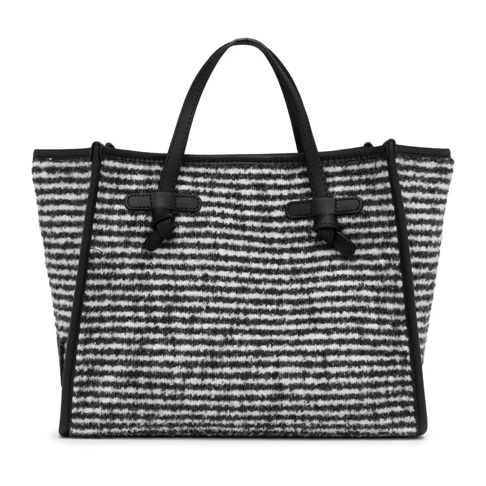 Gianni Chiarini Gestreepte oversized handtas met leren handvatten Black Dames