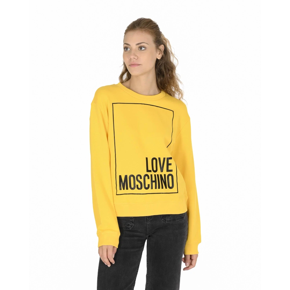 Love Moschino Gele Katoenen Sweatshirt met Inlay Detail Yellow Dames