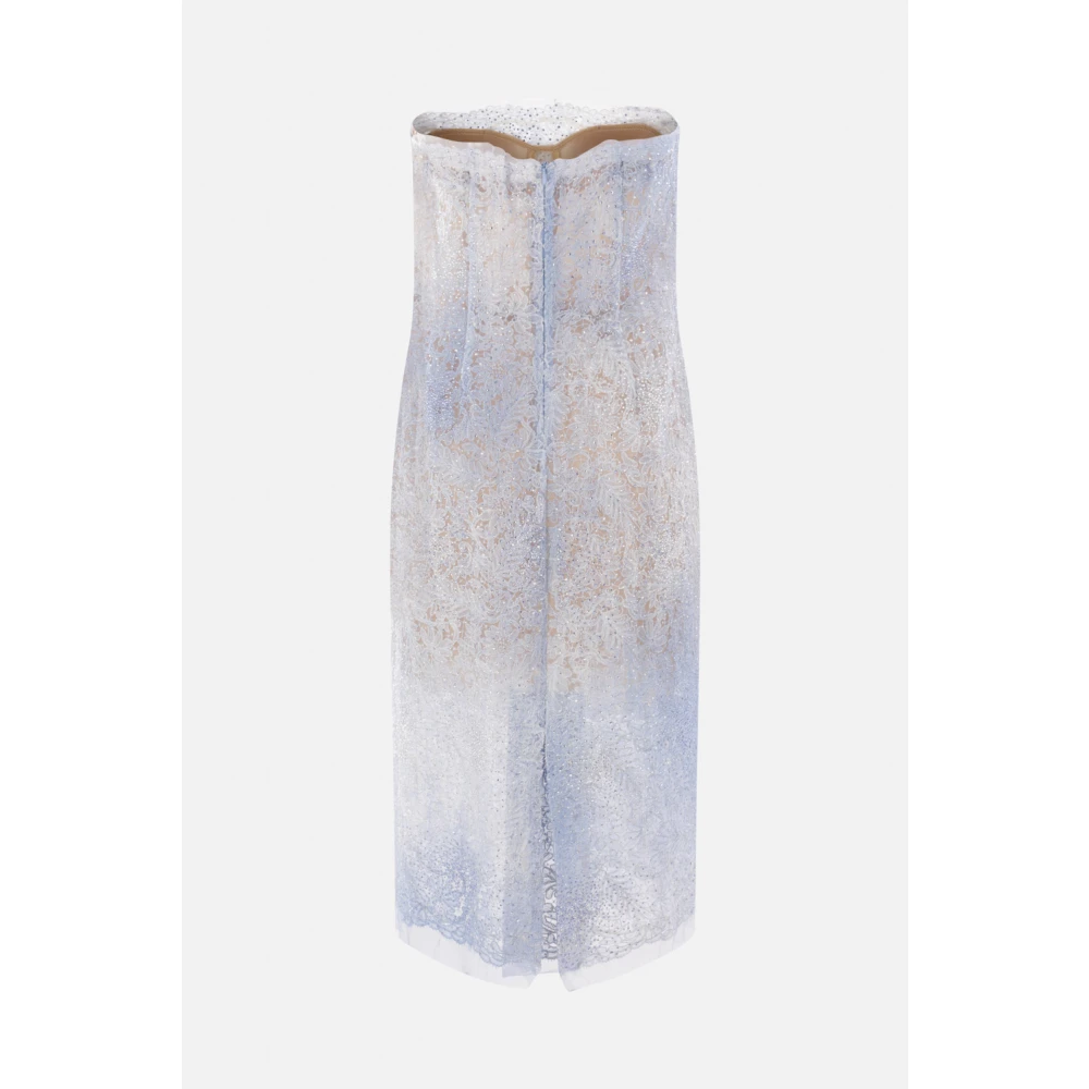Ermanno Scervino Blauwe Bloemenkant Strapless Jurk Blue Dames