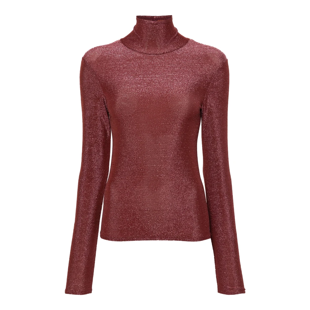 Forte Hoge hals Lurex Jersey Sweater Red Dames