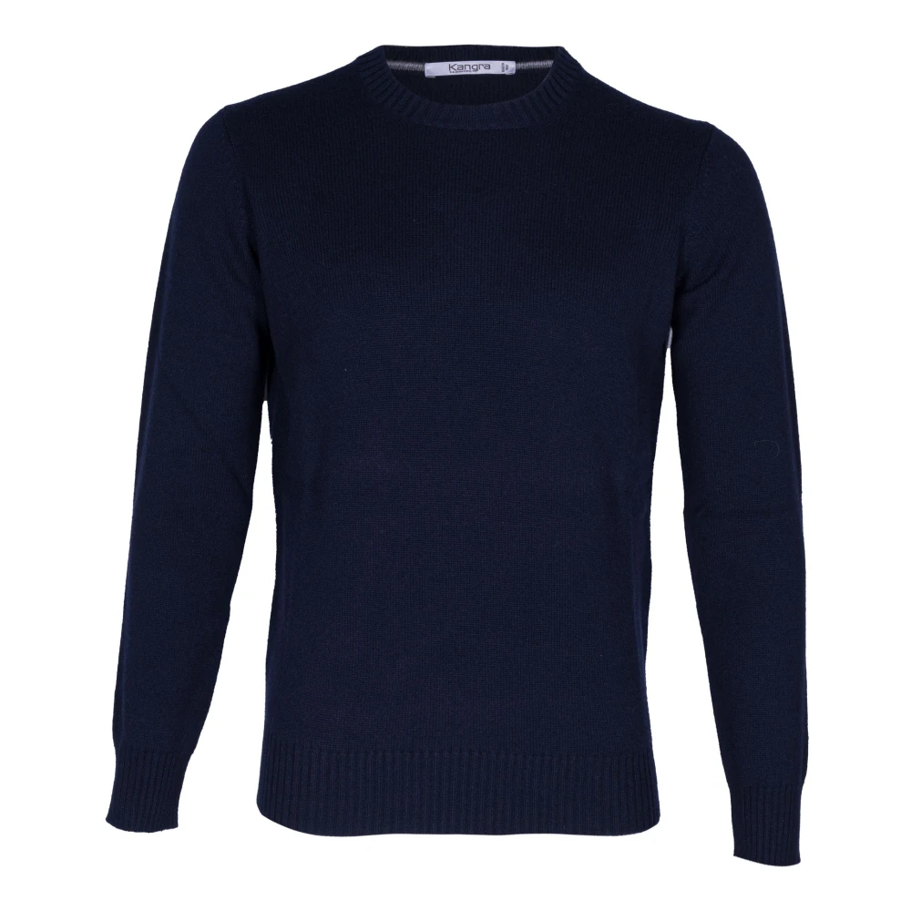 Kangra Men's Blue Cashmere Knitwear, S, Girocollo Due Fili