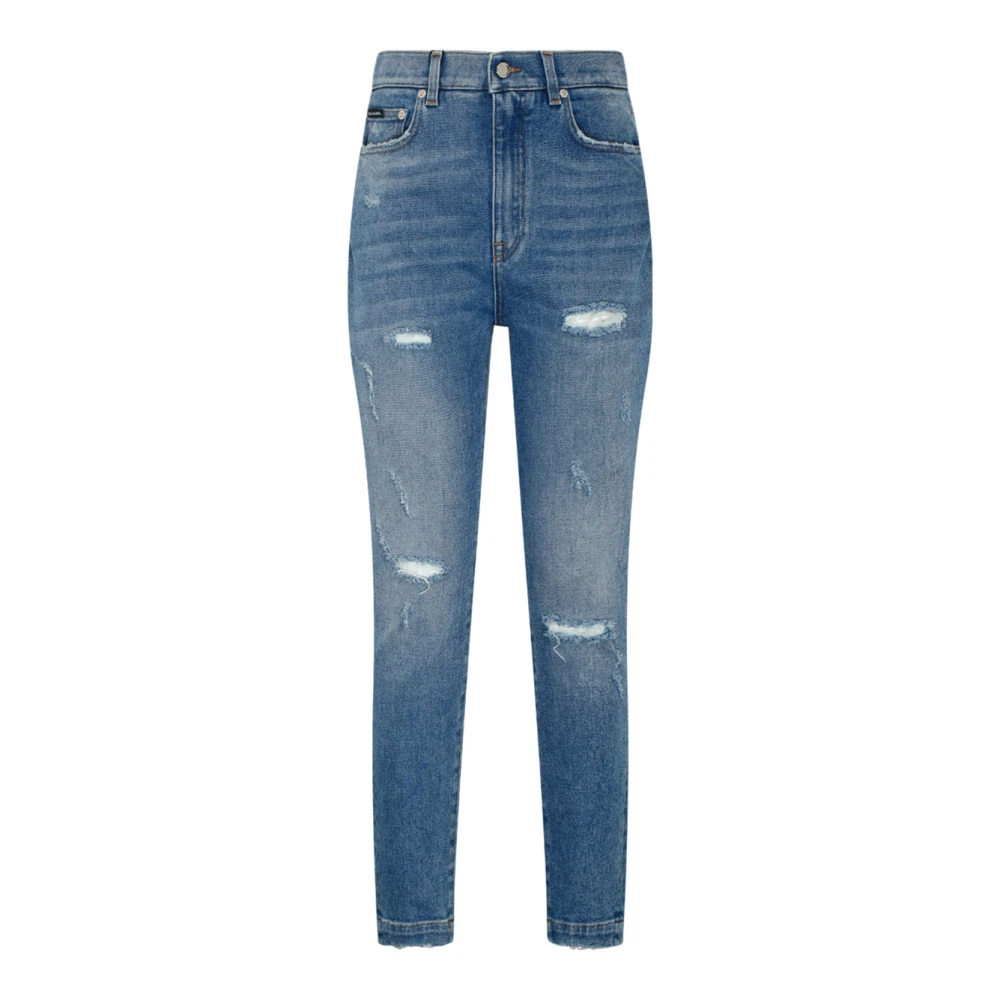 Dolce & Gabbana Women's Light/Blue Distressed Slim Fit Jeans