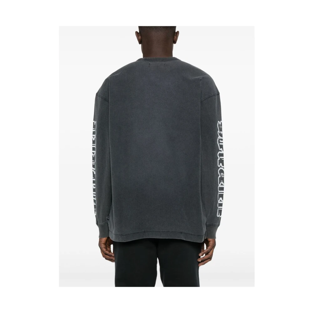 Purple Brand Zwart T-shirt met verfspatten en drop shoulder Black Heren