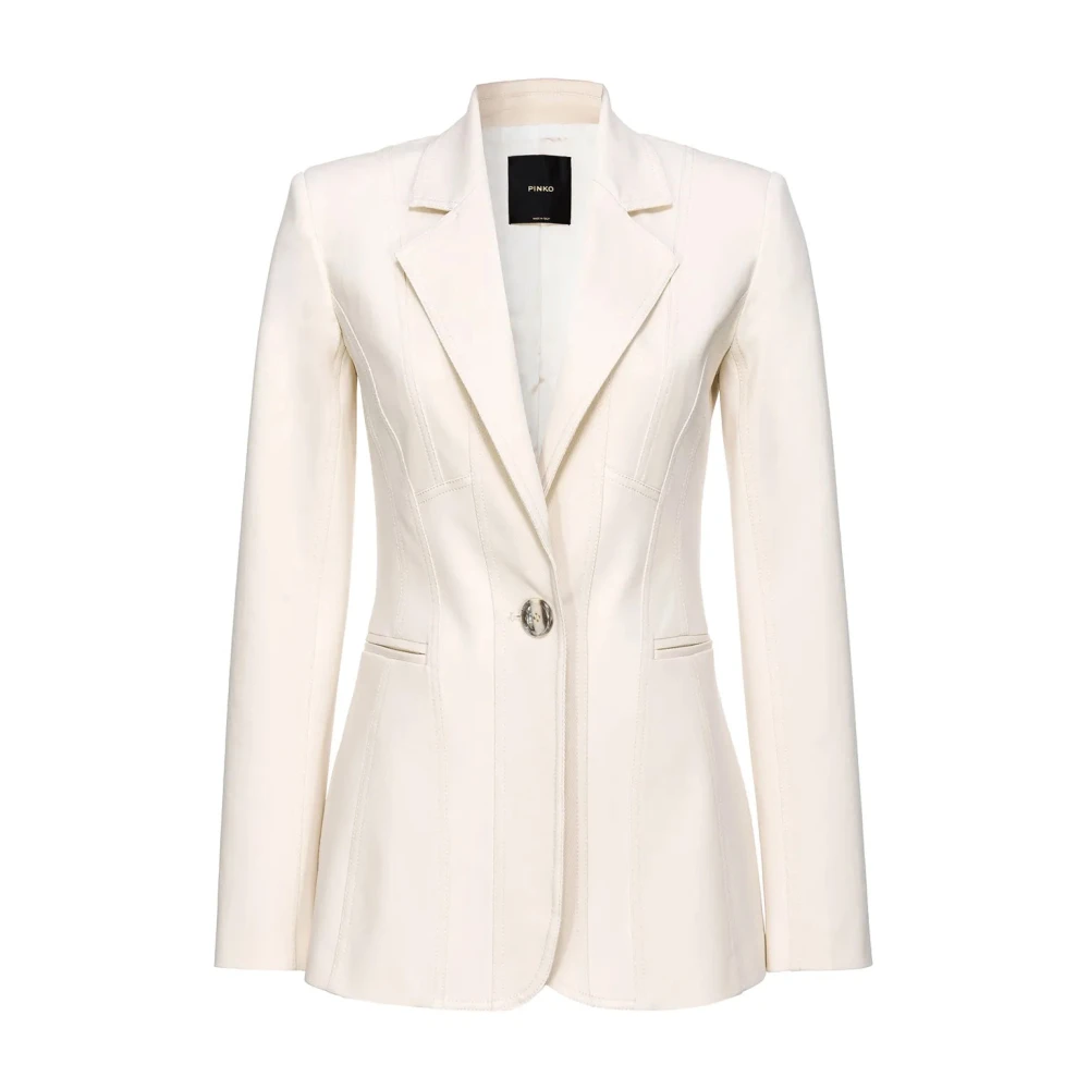 Pinko Women's Beige Blazers, L, Casual White Cotton Blazer