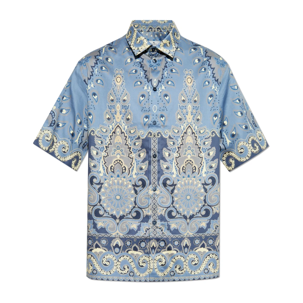 ETRO Katoenen korte mouwen shirt Blue Heren