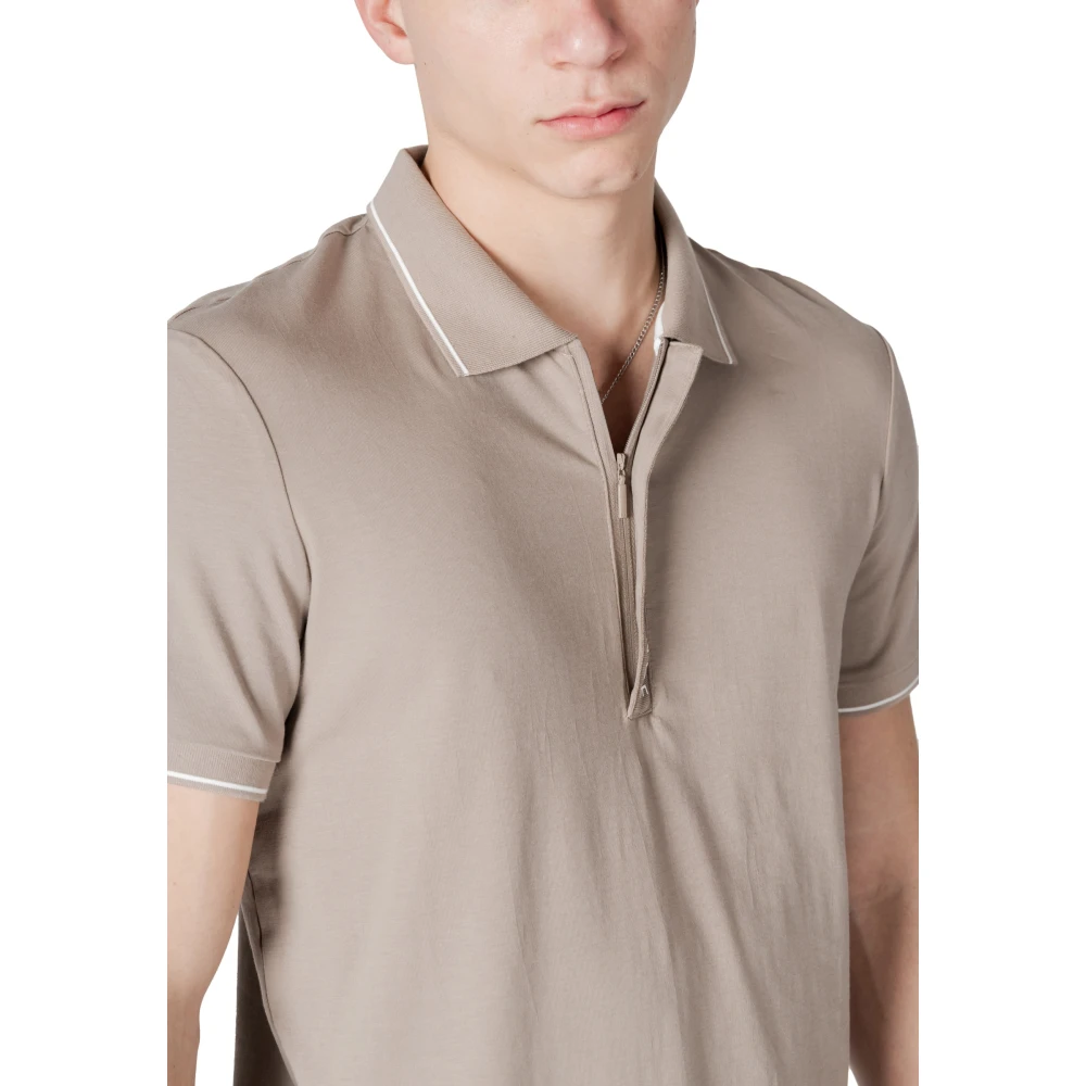 Armani Exchange Polo Korte Mouw Lente Zomer Collectie Beige Heren