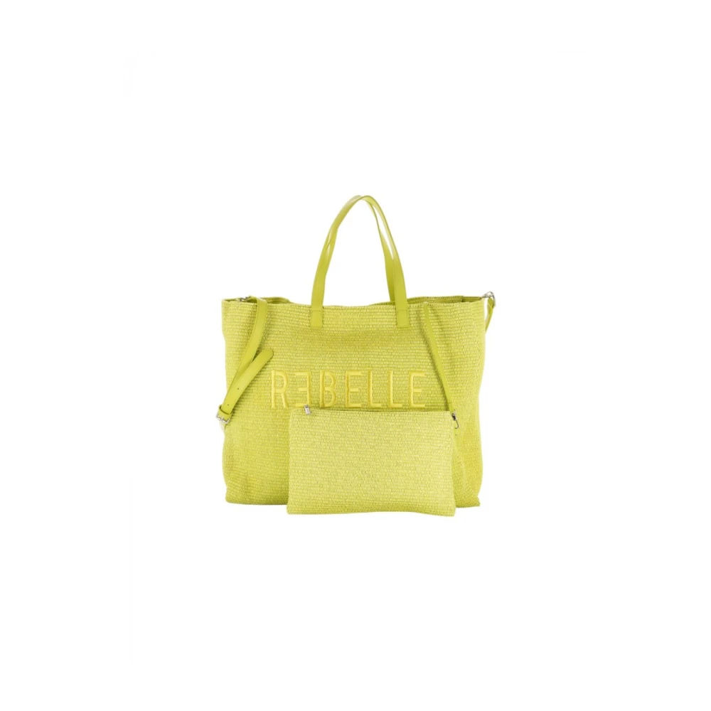 Rebelle Stro Handtas met Leren Handvatten Yellow Dames