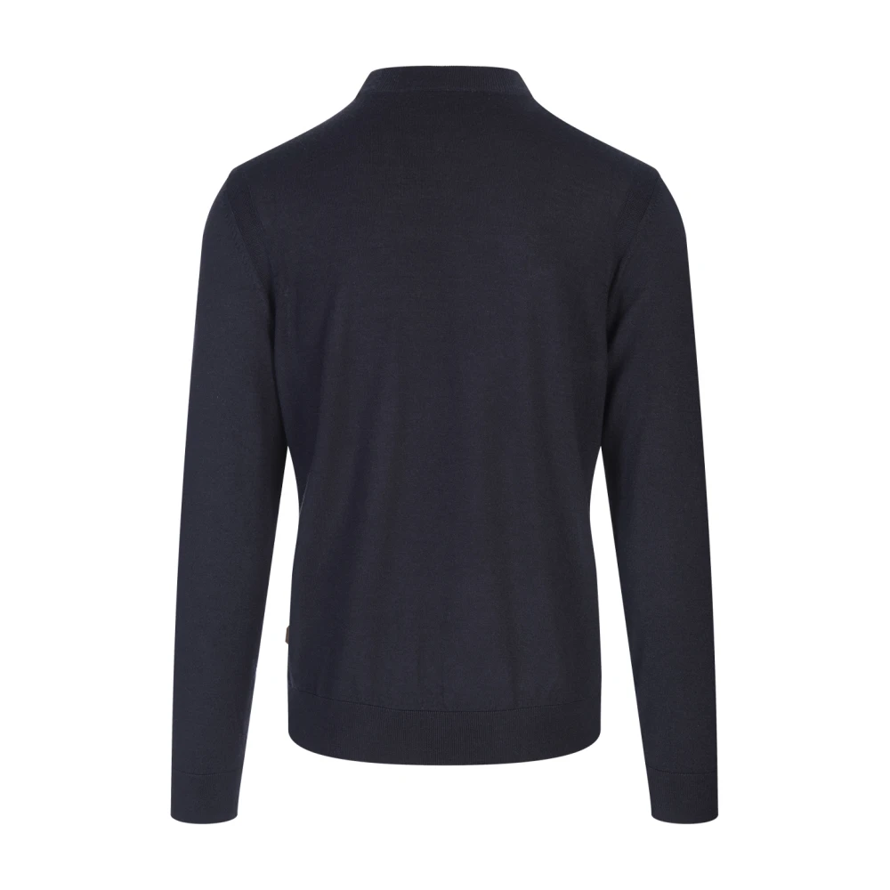 Hugo Boss Zachte Blauwe Trui Rechte Pasvorm Ronde Hals Blue Heren