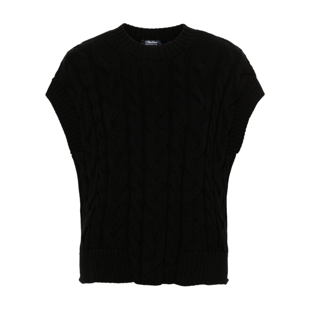 Max Mara Gilet Knit Treccia Black Dames