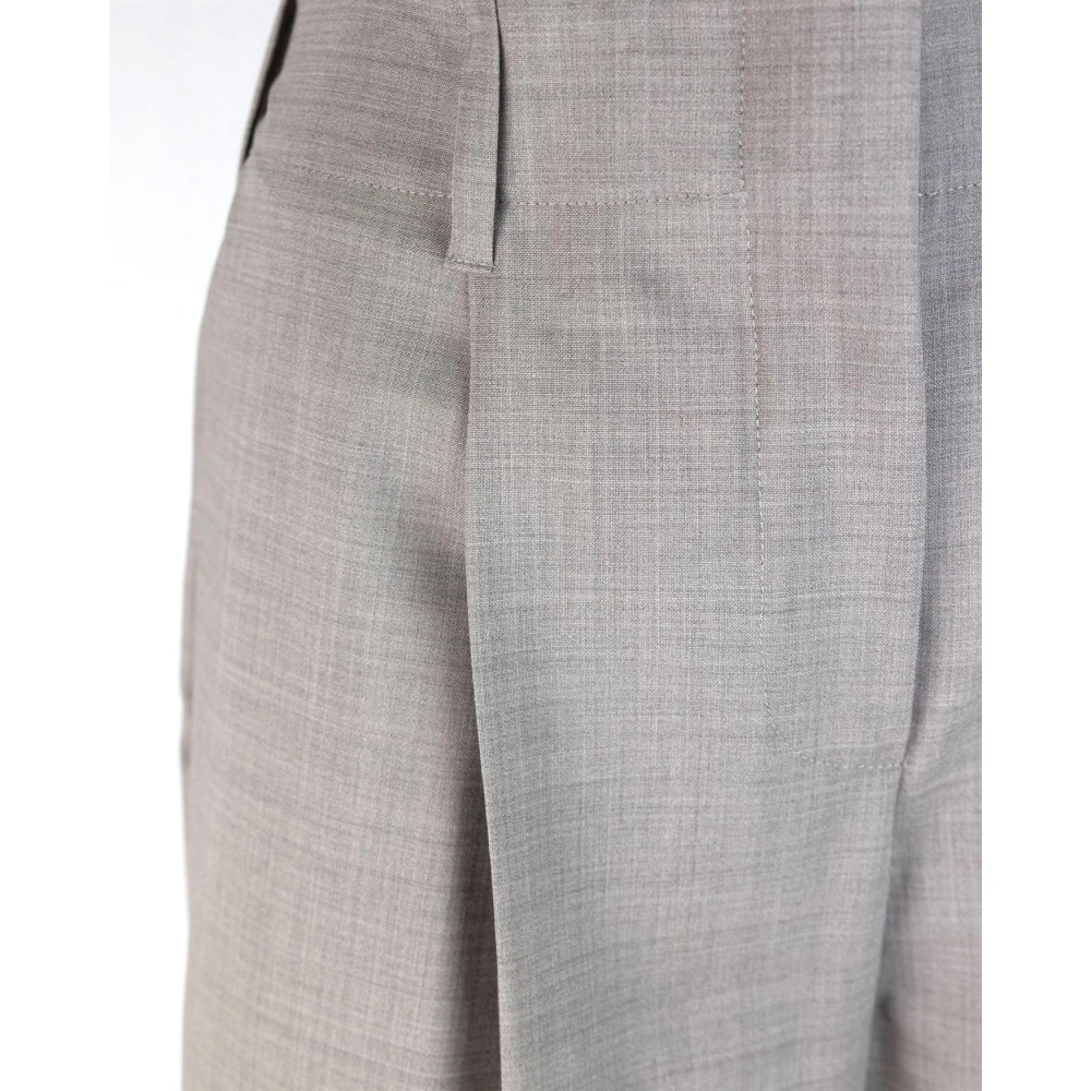 P.a.r.o.s.h. Wollen mix broek met knoopsluiting Beige Dames