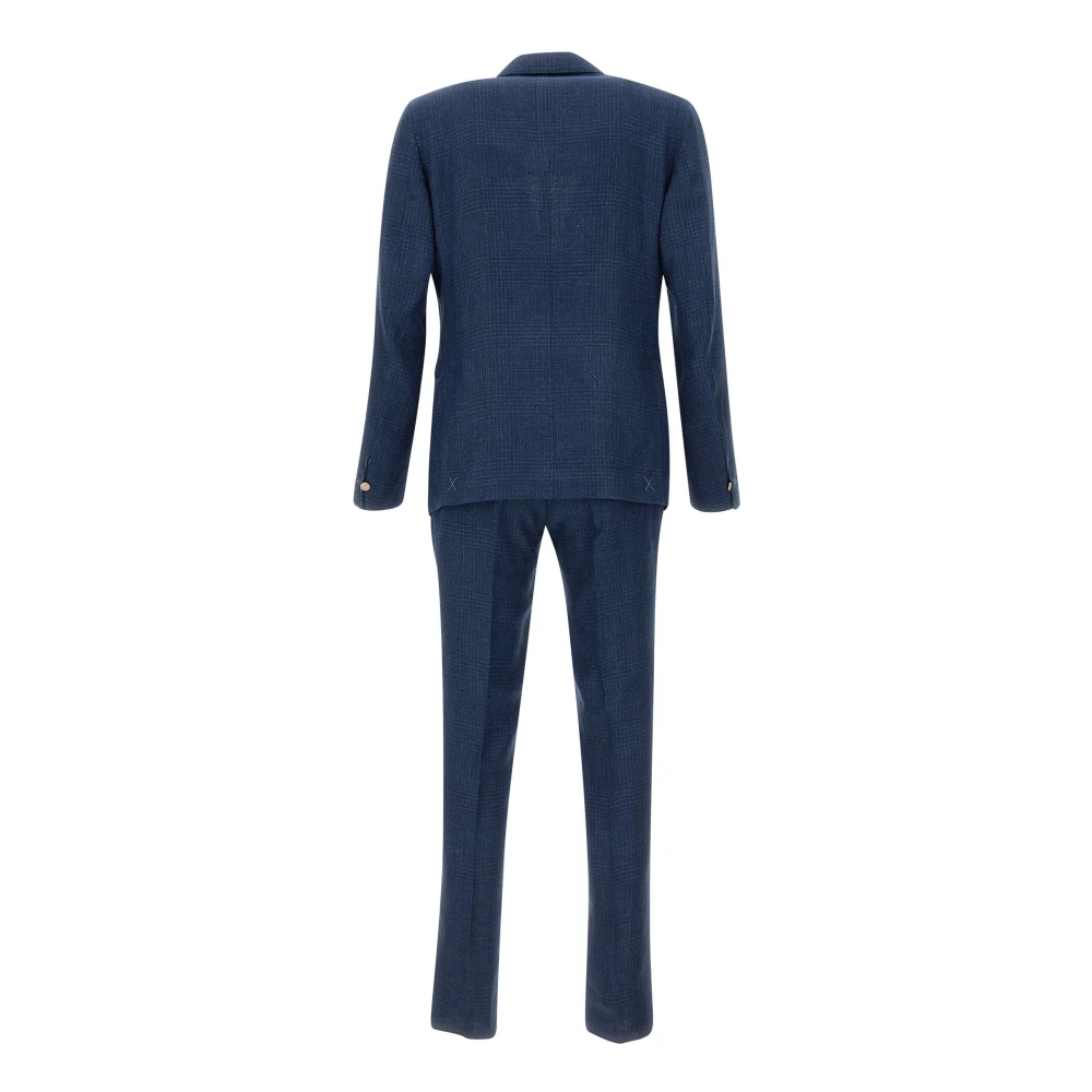 Eleventy Single Breasted Suits Blue Heren