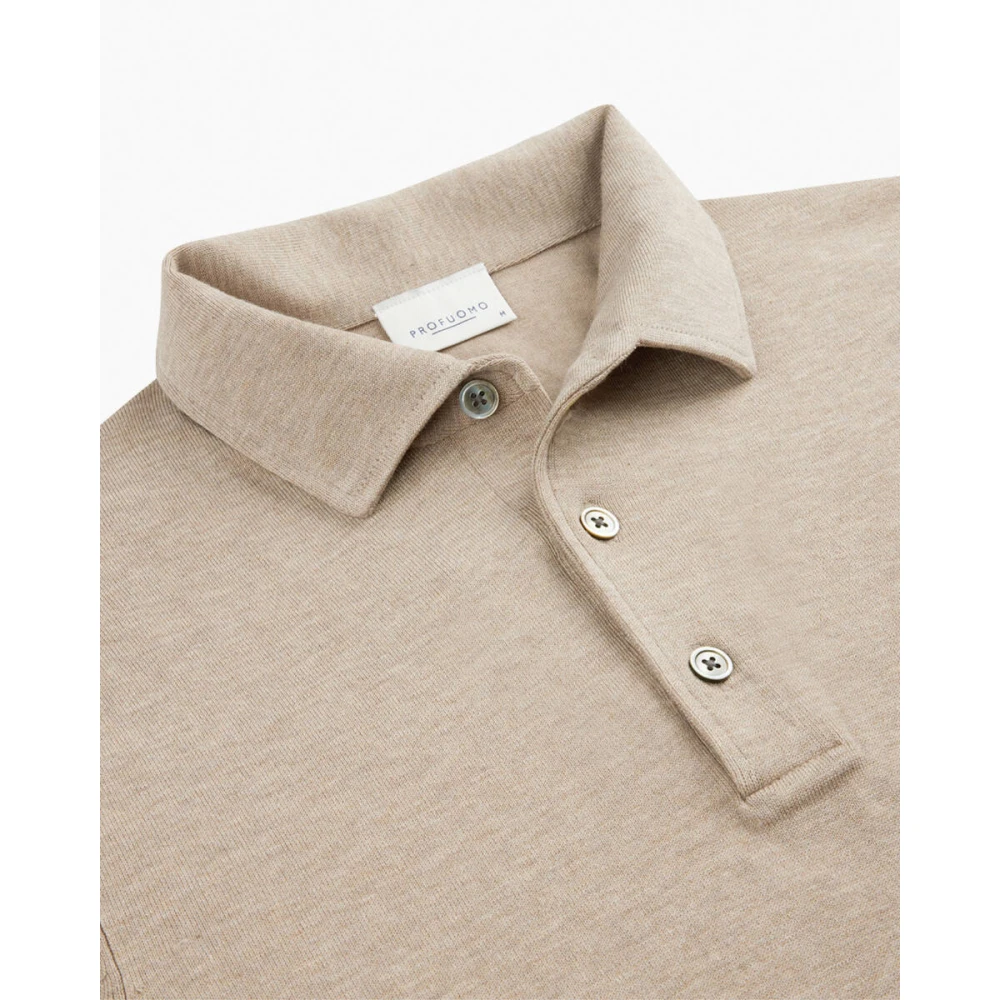 Profuomo Beige Polo One-Piece Sweater Beige Heren