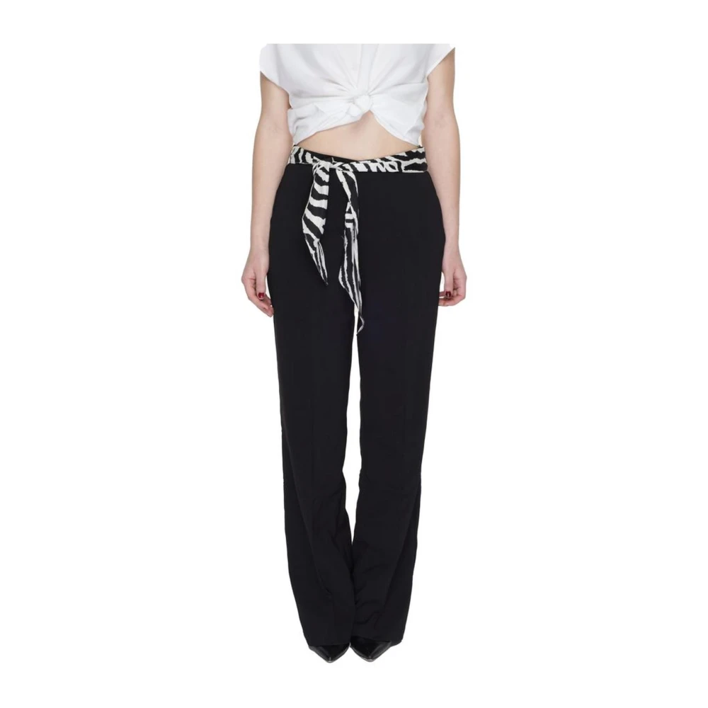 Only Zwarte Bootcut Polyester Broek met Elastaan Black Dames