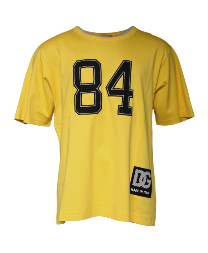 t-shirt-en-coton-jaune-a-col-rond