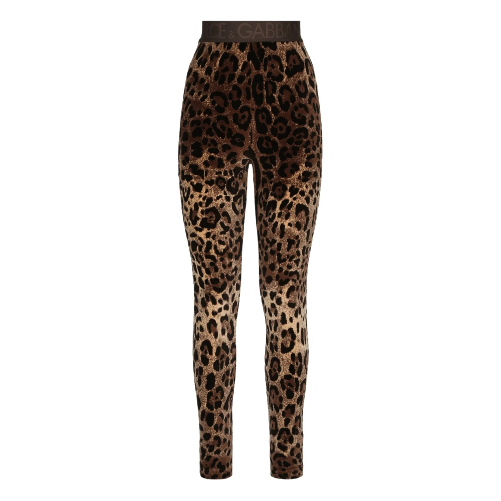 Dolce & Gabbana Leopard Jacquard Leggings Brown, Dam