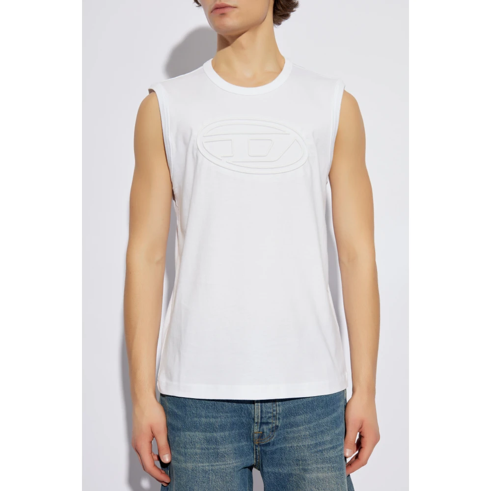 Diesel Mouwloos T-shirt T-Bisco-Bigoval White Heren