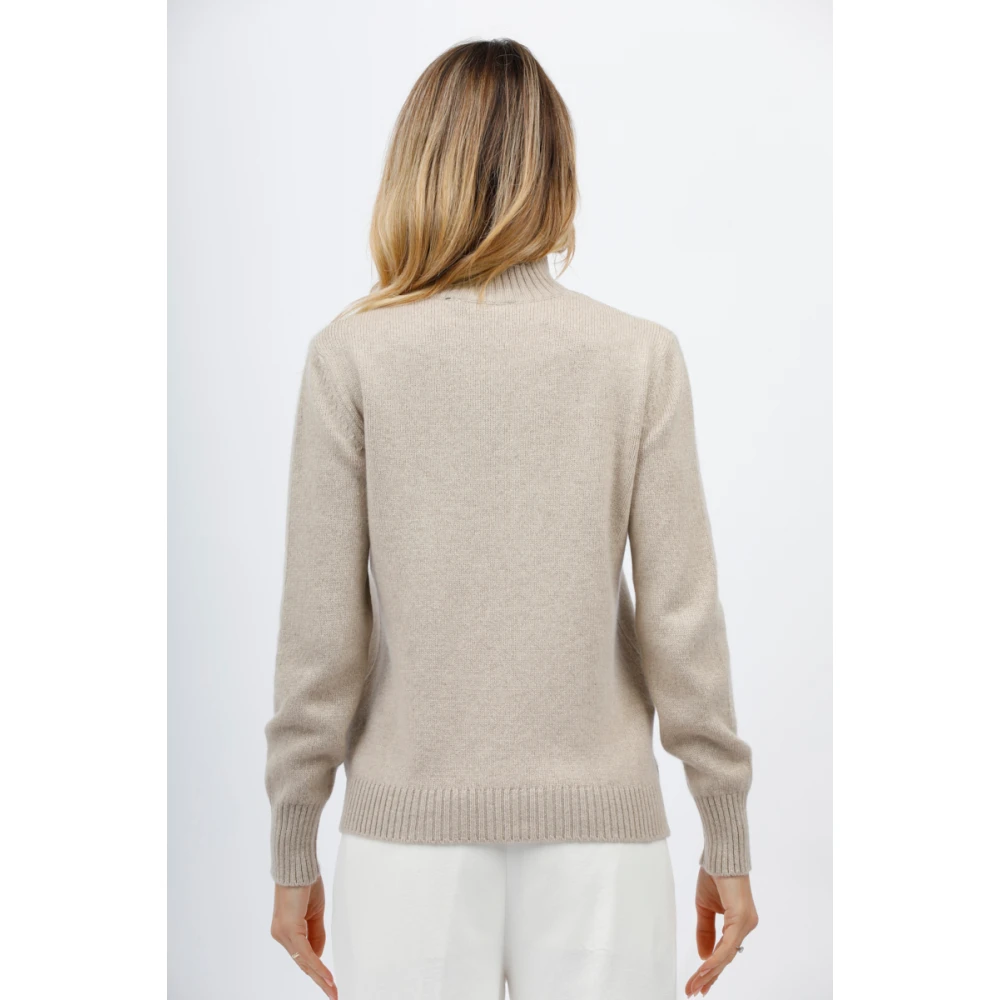 Gran Sasso Turtleneck trui met zijsplitten Beige Dames