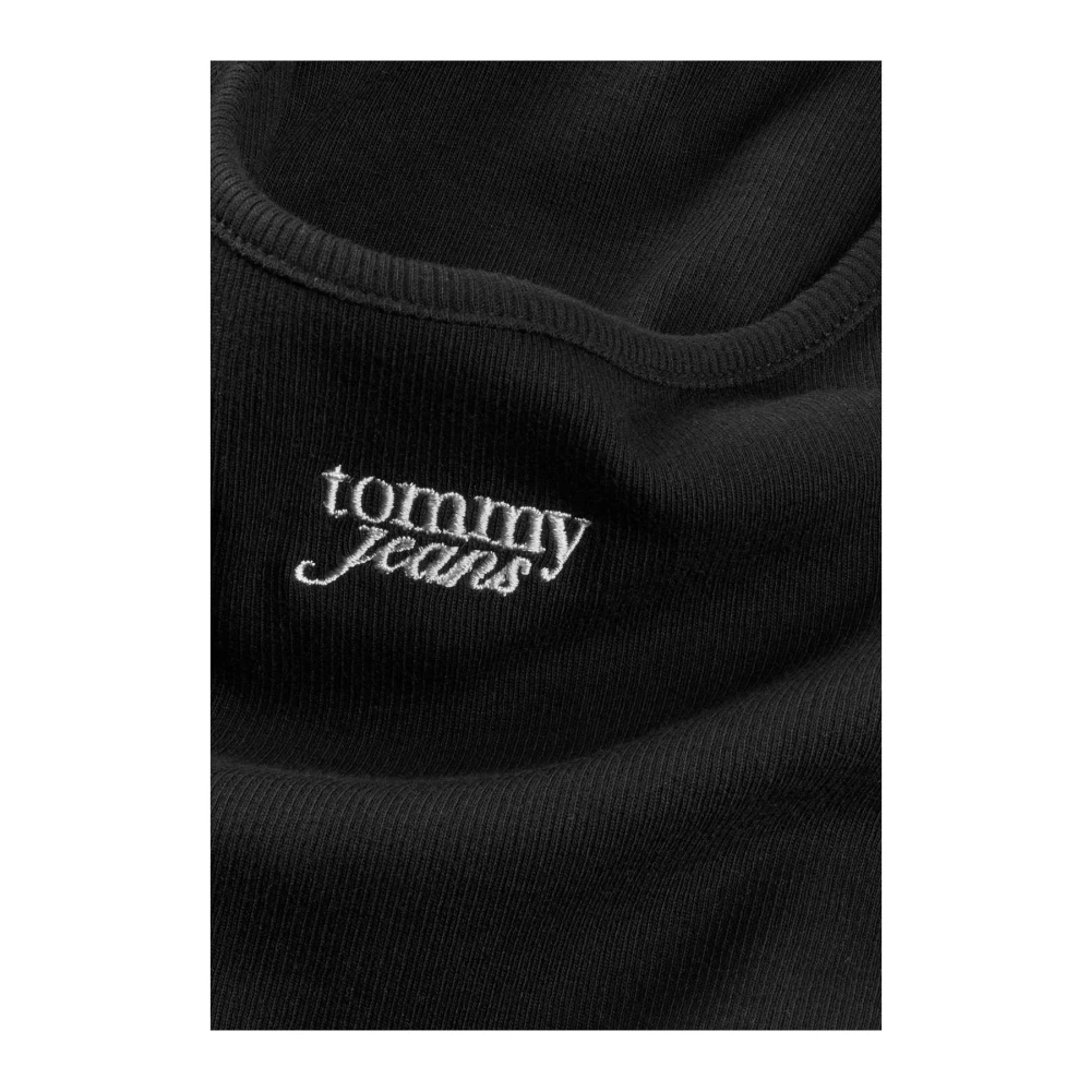 Tommy Jeans Zwarte Strappy Effen Ronde Hals Top Black Dames