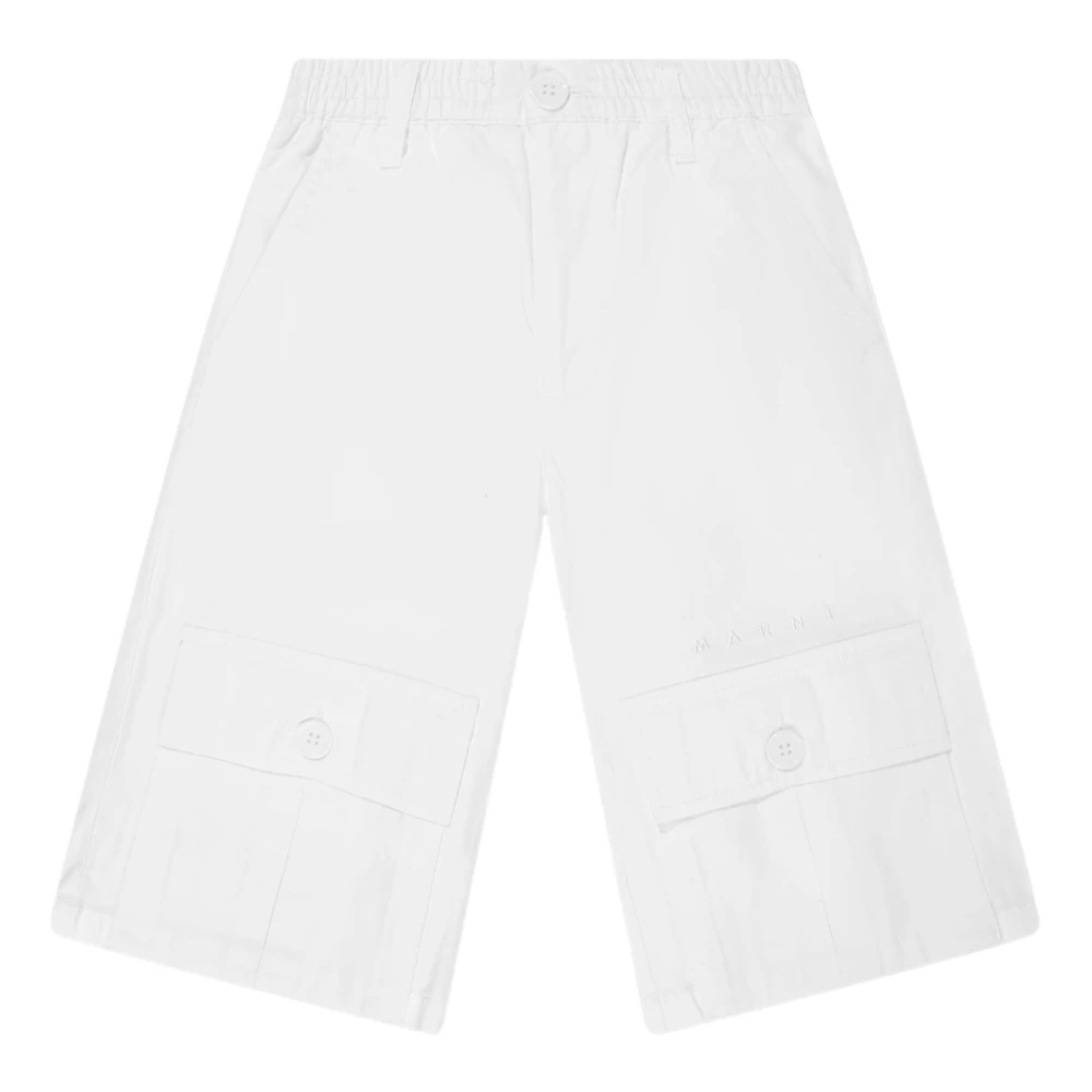 Marni Unisex Kids White Shorts, 10 Y, Gabardine Pocket Short Trousers