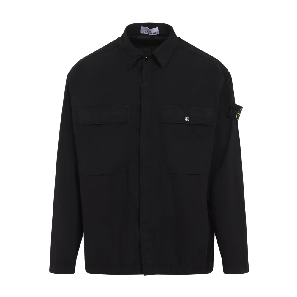 Stone Island Zwarte Overhemd met Klassieke Stijl Black Heren