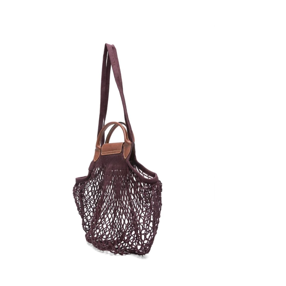 Longchamp Paars Bruin Mesh Schoudertas Purple Dames