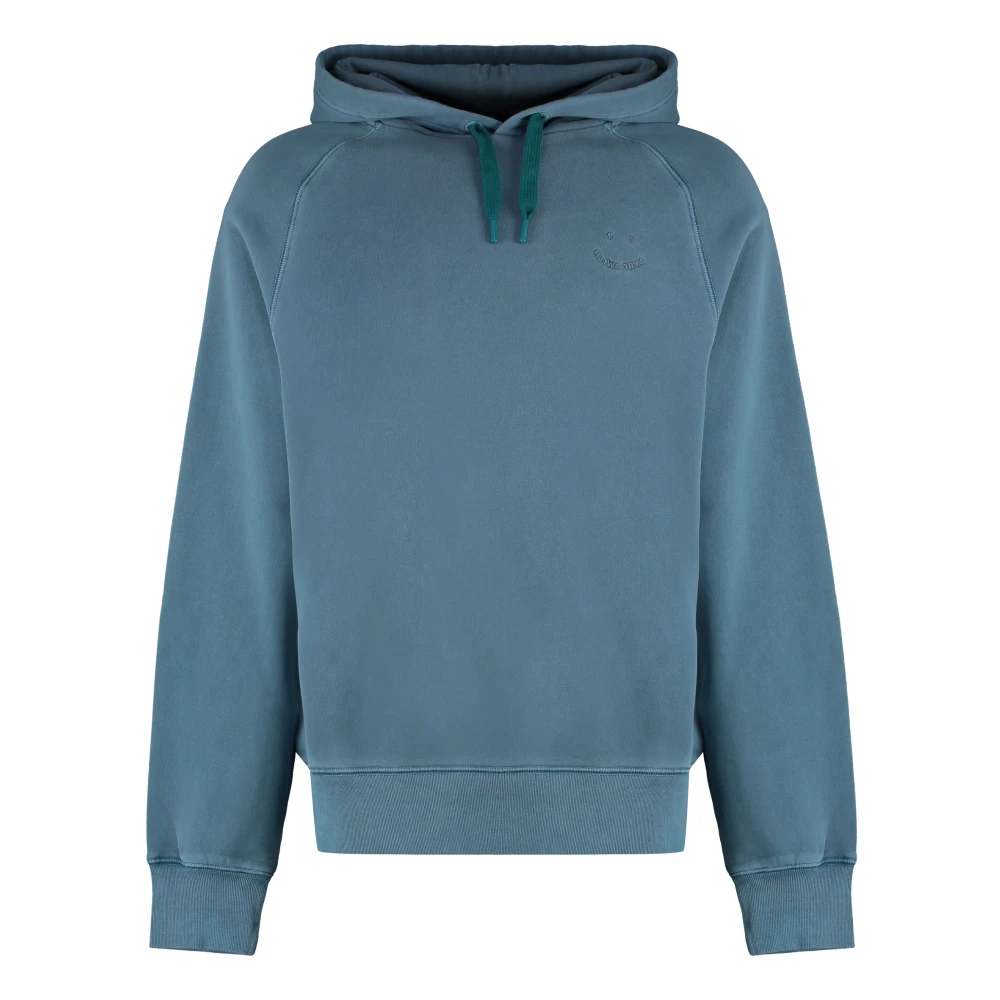 PS By Paul Smith Katoenen Hoodie Geribbelde Randen Blue Heren