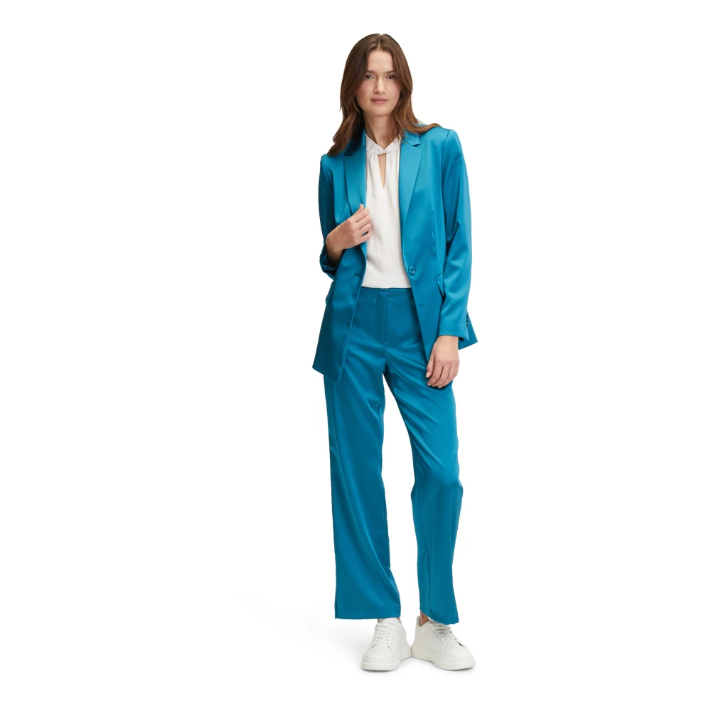Betty & Co Elegante Business Blazer met Zakken Blue Dames