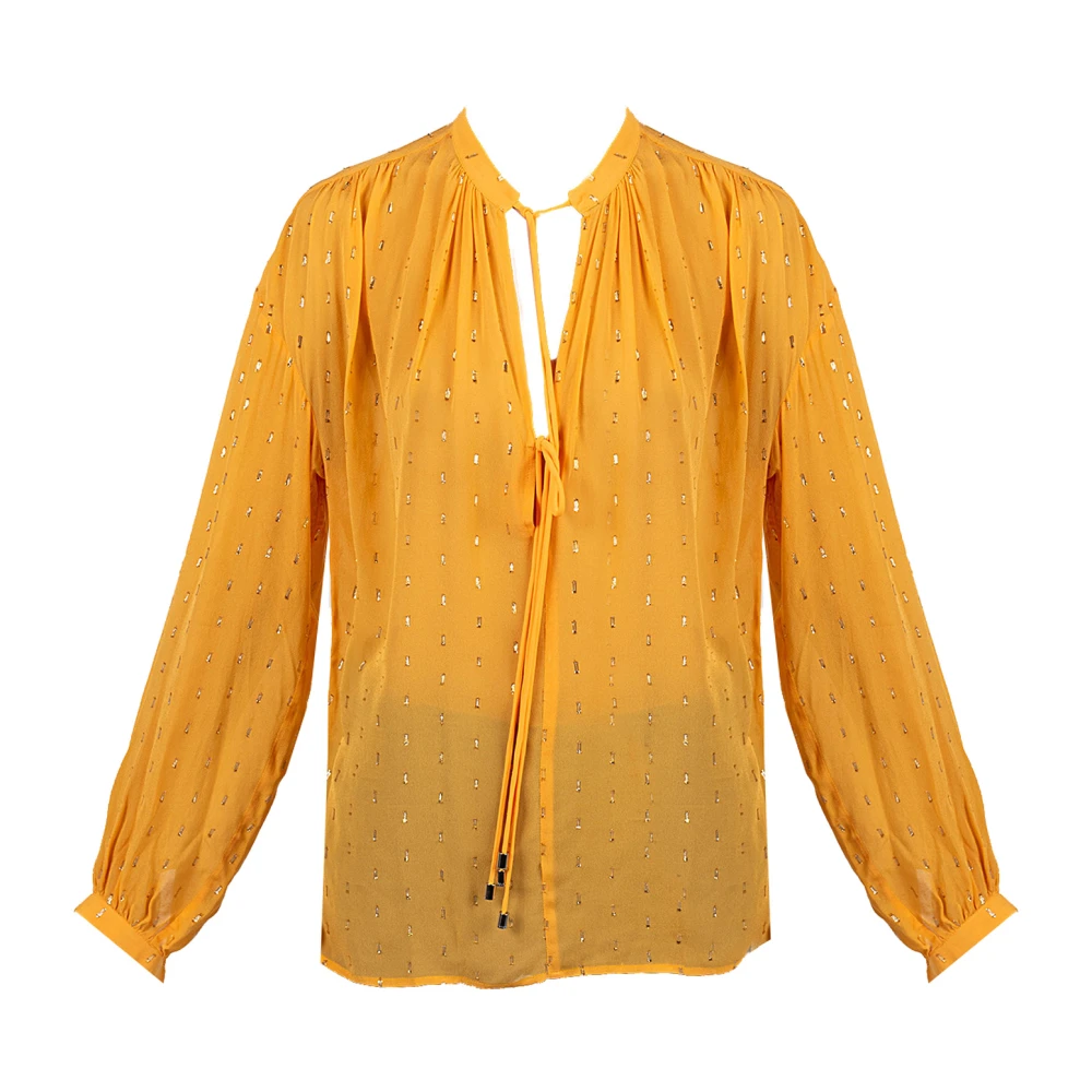 Patrizia Pepe Elegant Blus med Metallicmönster Orange, Dam