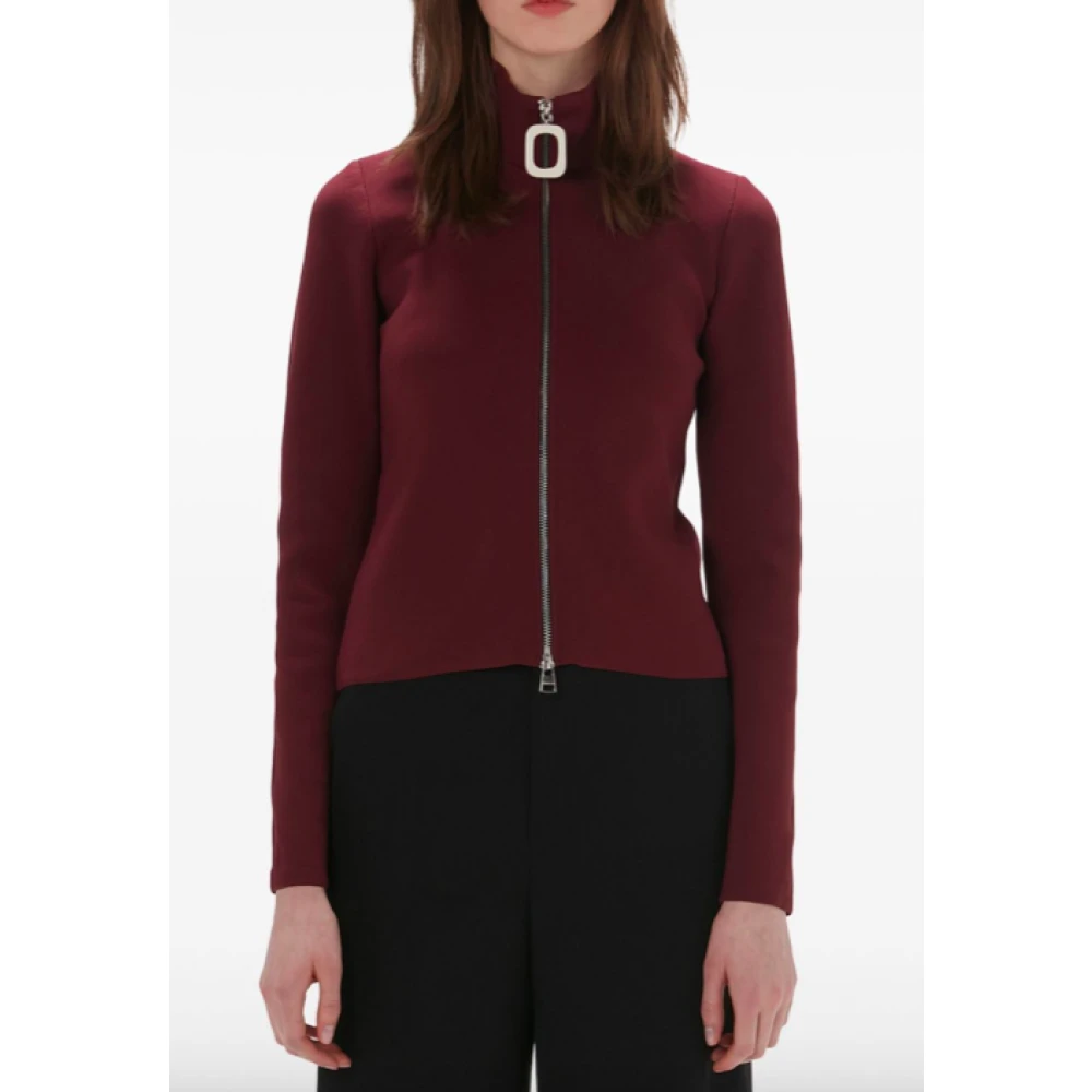 JW Anderson Burgundy Zip-Up Cardigan Red Dames