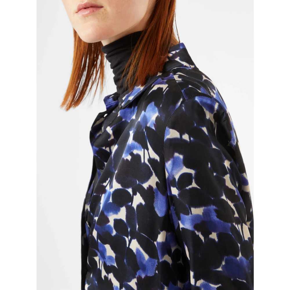 Pennyblack Bloemen satijnen overhemd Gustavo model Blue Dames