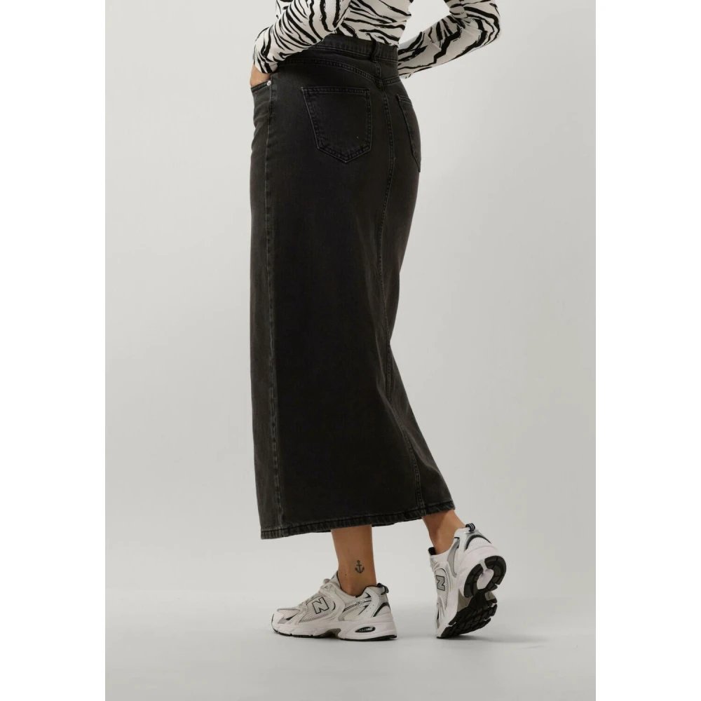 Notre-v Dames Rokken Denim Maxi Skirt Gray Dames