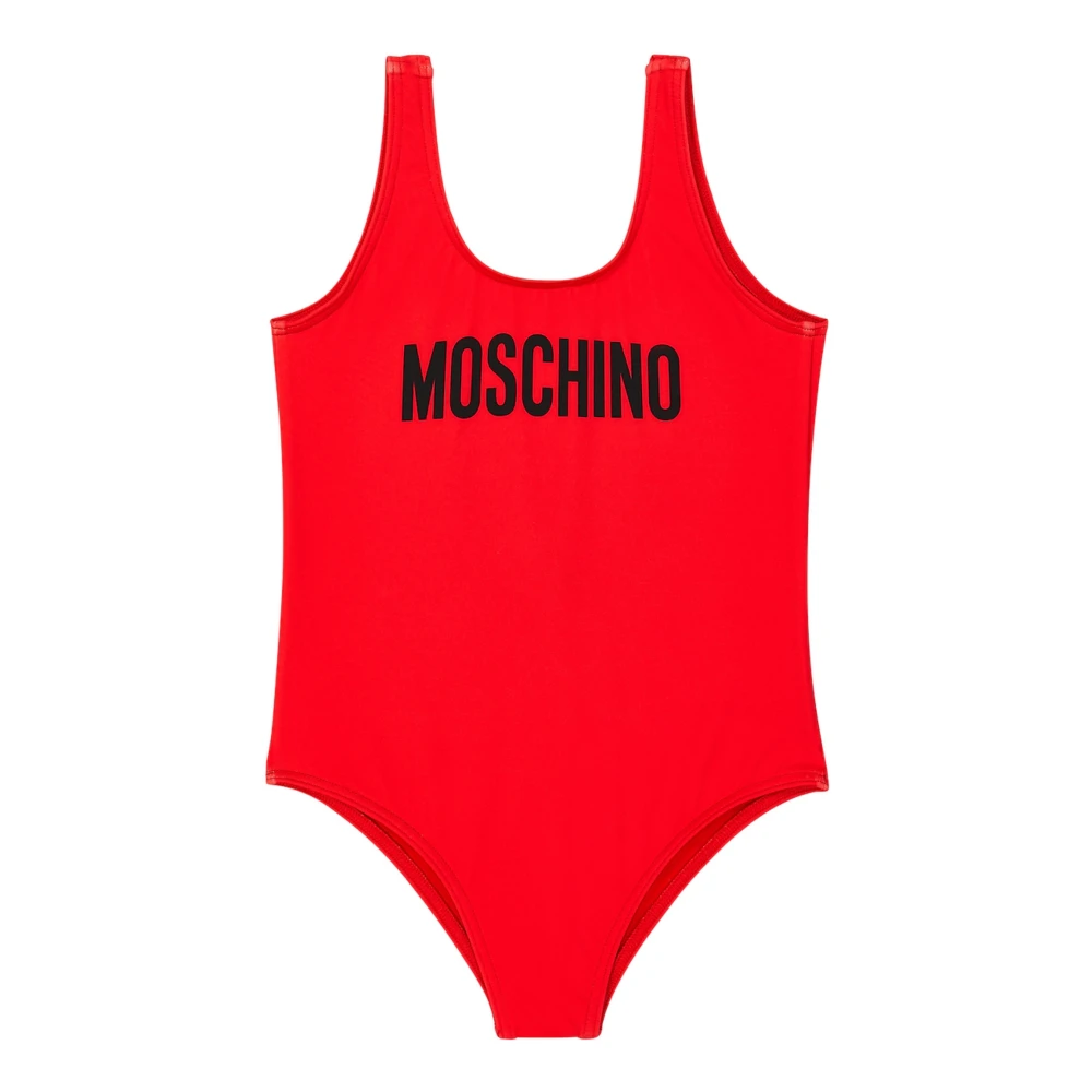 Moschino Röd Ettstyckes Baddräkt med Logotyp Red, Flicka