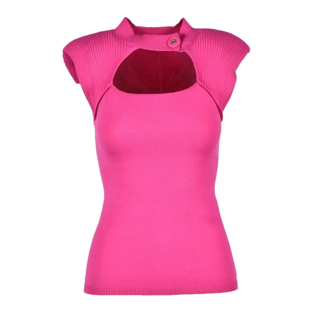 Liu Jo Elegante Gebreide Top met Viscose-Polyester Pink Dames