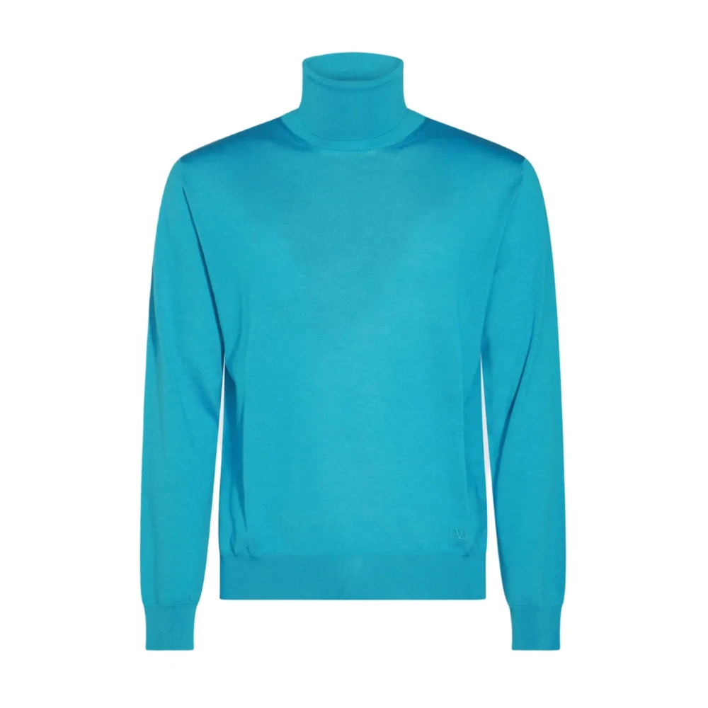 Valentino Garavani Blue Stylish Knit Jumper - Male - Turtlenecks - M - Knitwear