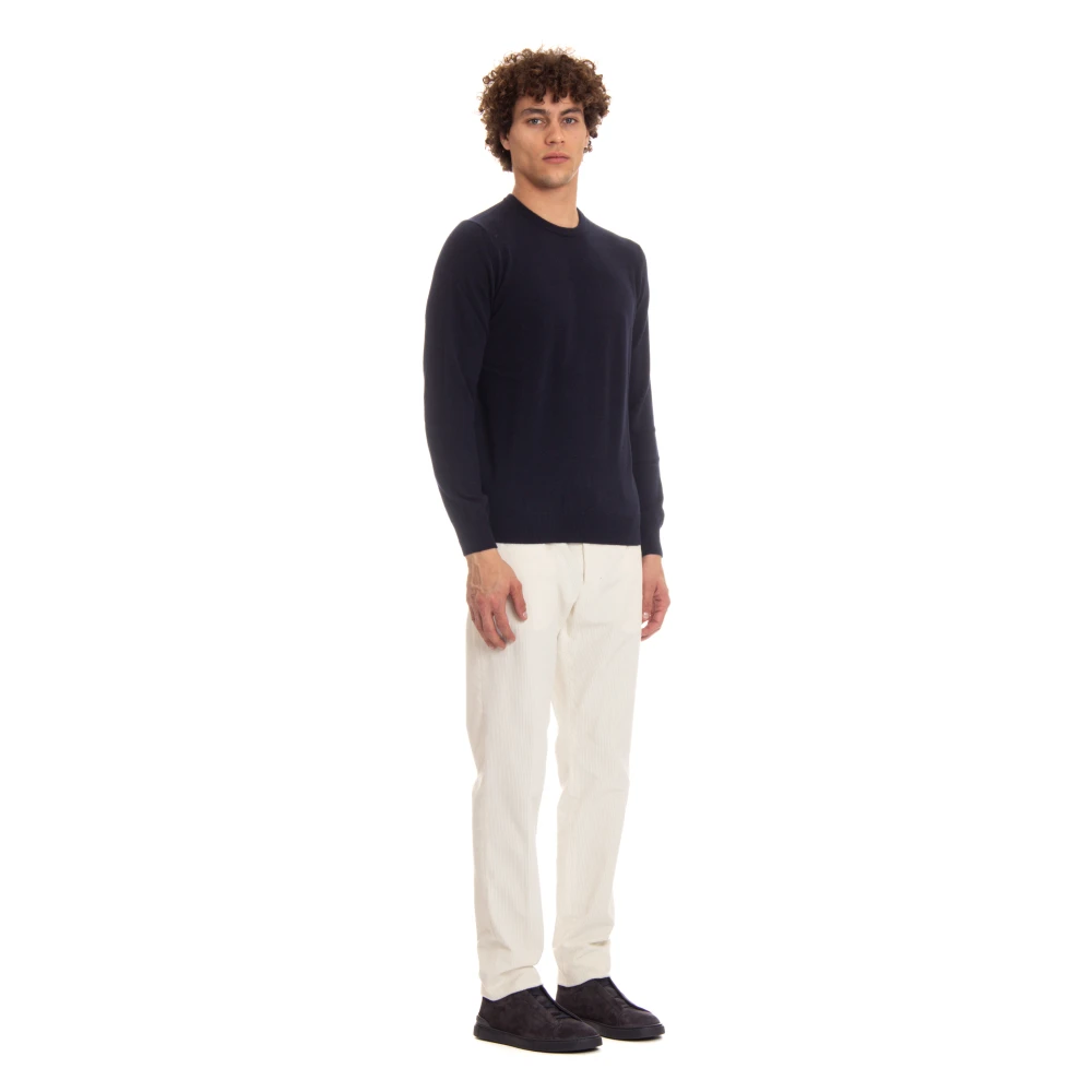 Colombo Blauwe Cashmere Trui Zig-Zag Patroon Blue Heren