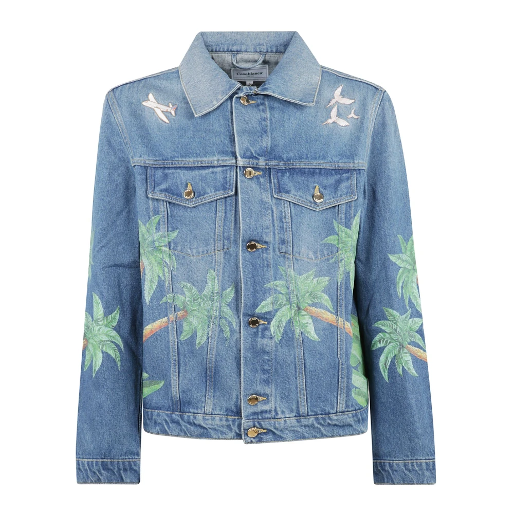 Casablanca Stijlvolle denimjack met print en borduursel Blue Heren
