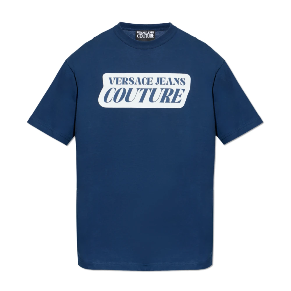 Versace Jeans Couture Uomo Blu - T-Shirt Con Logo Stampato - Tops - L