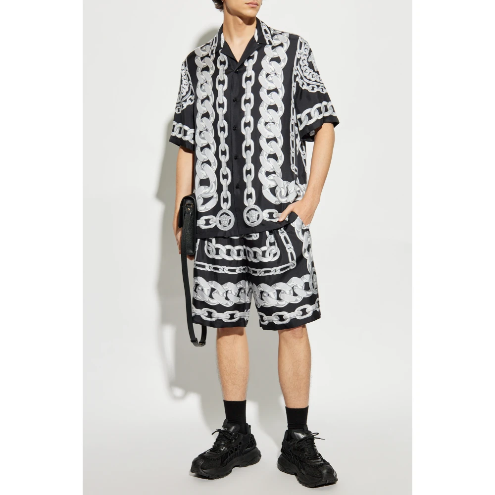 Versace Zijden overhemd Black Heren