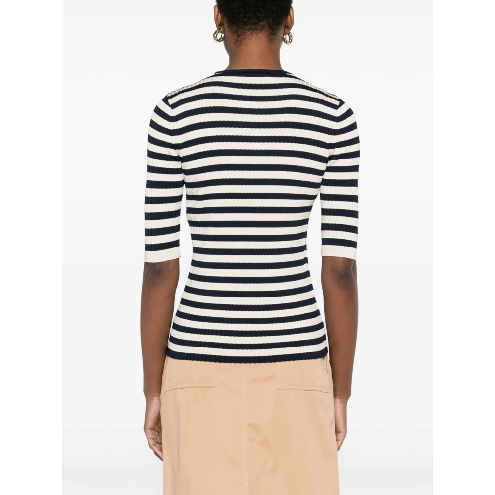 Twinset Wit Marineblauw Trui Elegant Mode Multicolor Dames