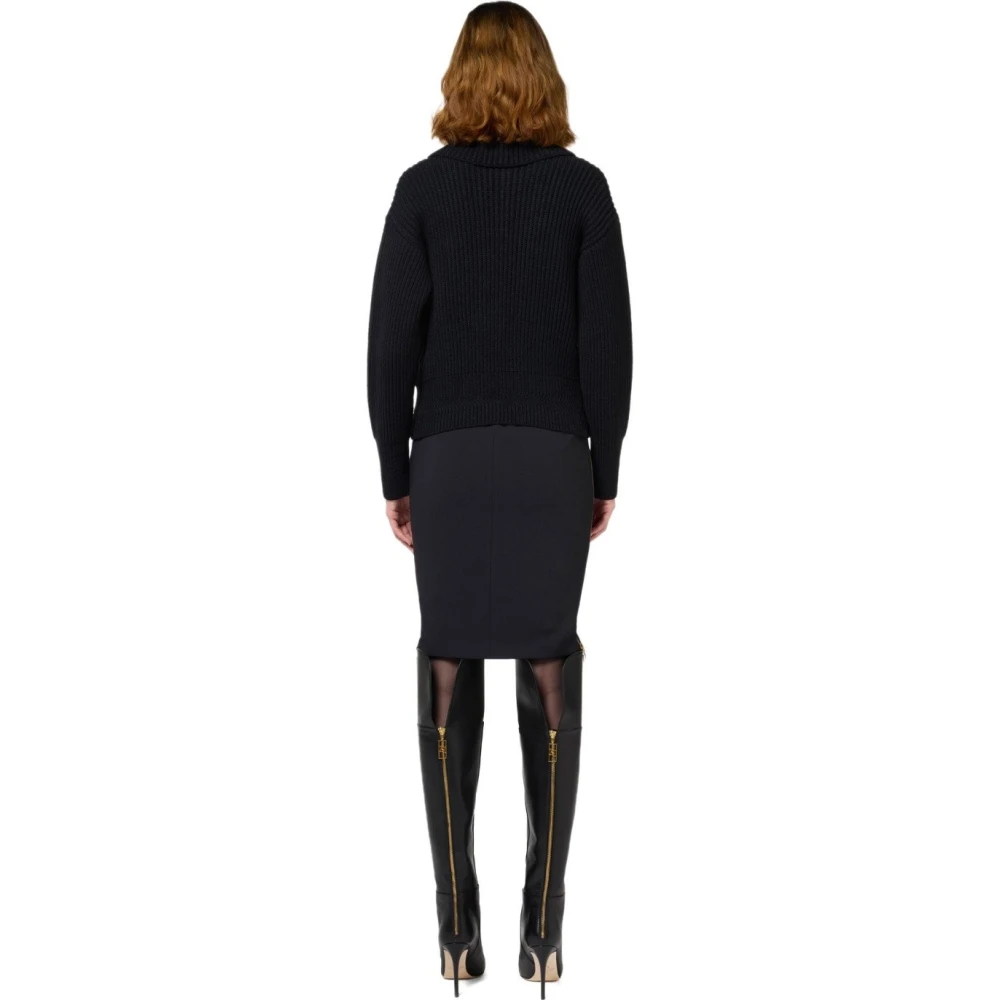 Elisabetta Franchi Zwarte Midi Rits Rok Black Dames