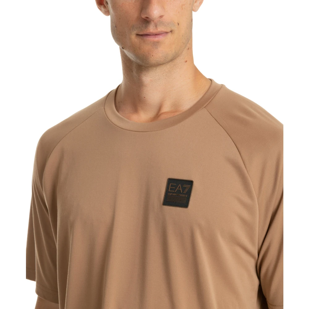 Emporio Armani EA7 Effen Logo T-shirt Beige Heren