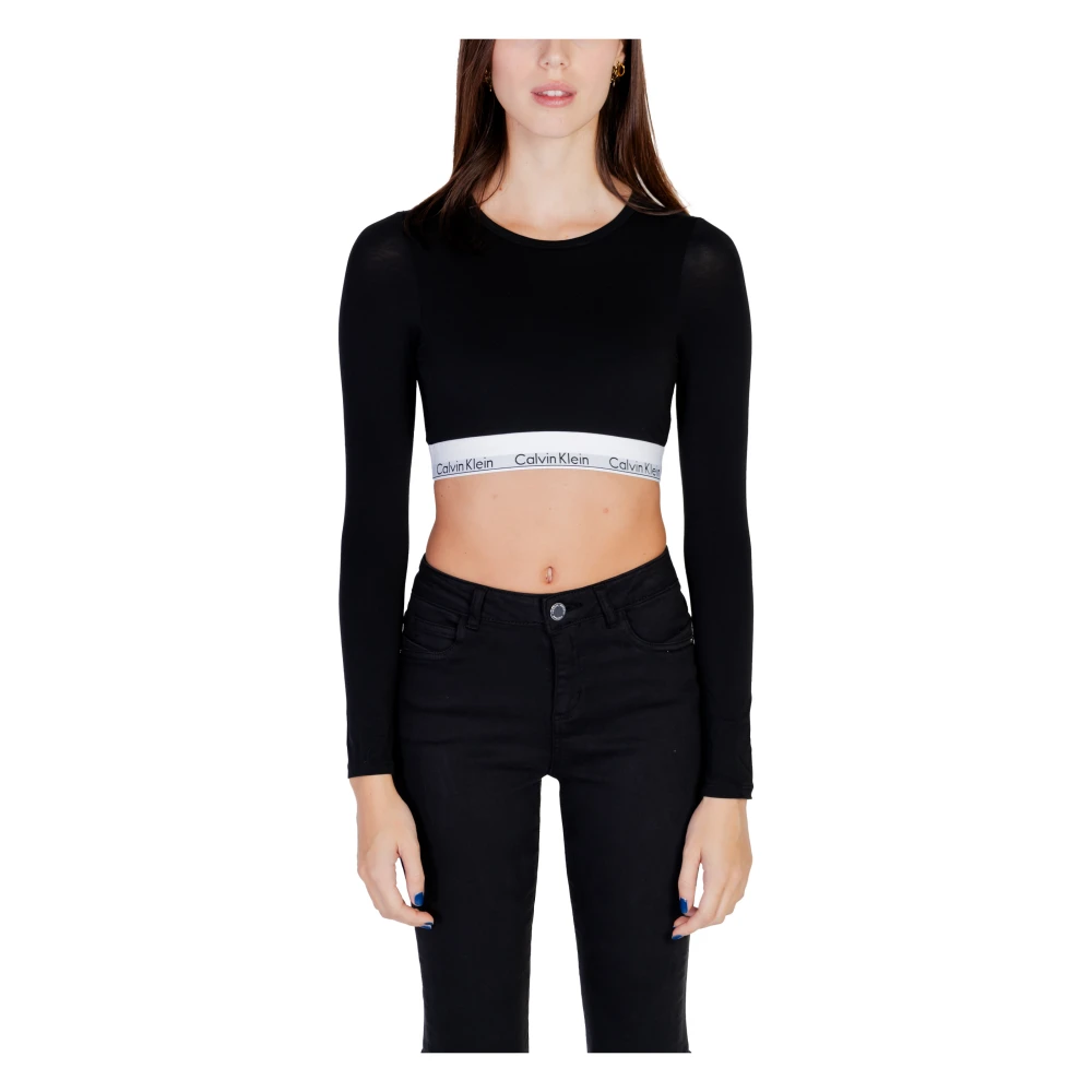 Calvin Klein Herfst Winter Dames T-Shirts en Canvas Black Dames